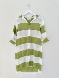 Frockk    "Beach  Dress"     Avocado Big Stripe   -   Sizes:  M  L