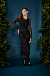 Verge  "Joella Dress" Black Mesh Embroidered Dress - Sizes: XS  S