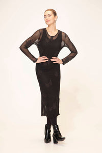 Verge  "Joella Dress" Black Mesh Embroidered Dress - Sizes: XS  S