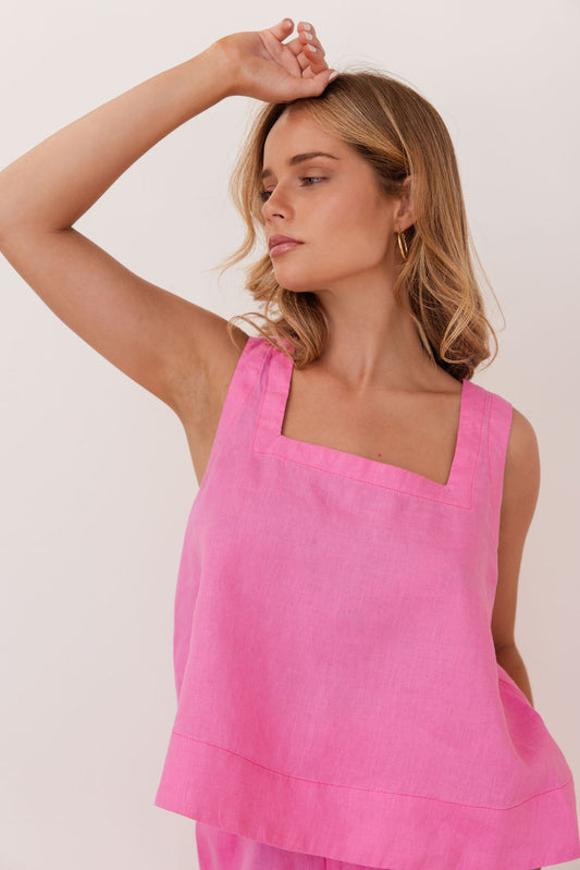 Kaleido       Square Neck Tank   -   Pink     - Size:  14