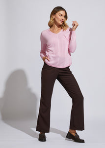 ld & Co  Fondant Pink Textured V Fine Knit Pullover - Sizes: XS  S  M  L  XL