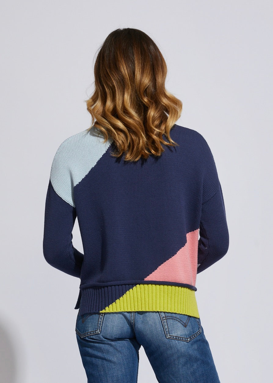 SALE  l d & co    Pale Blue/Pink/Lime Cotton Jumper   -   Size:   XL