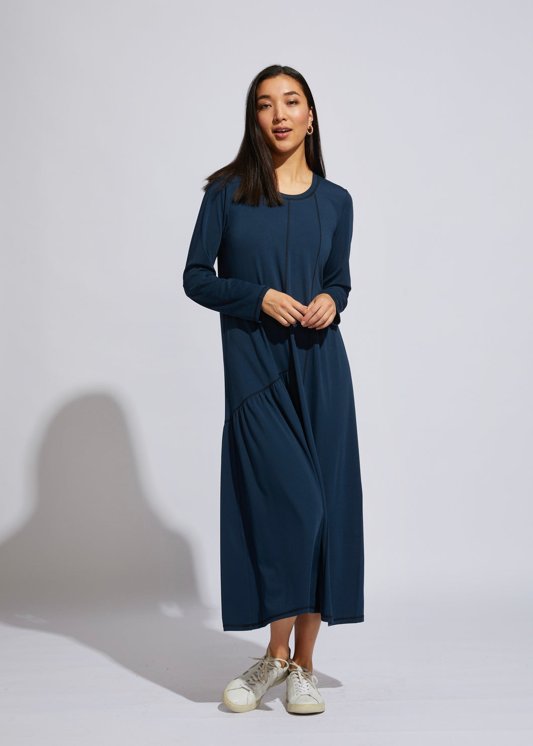 ld & Co  Elemental Teal Long Sleeve Panel Dress - Sizes:  M  L  XL