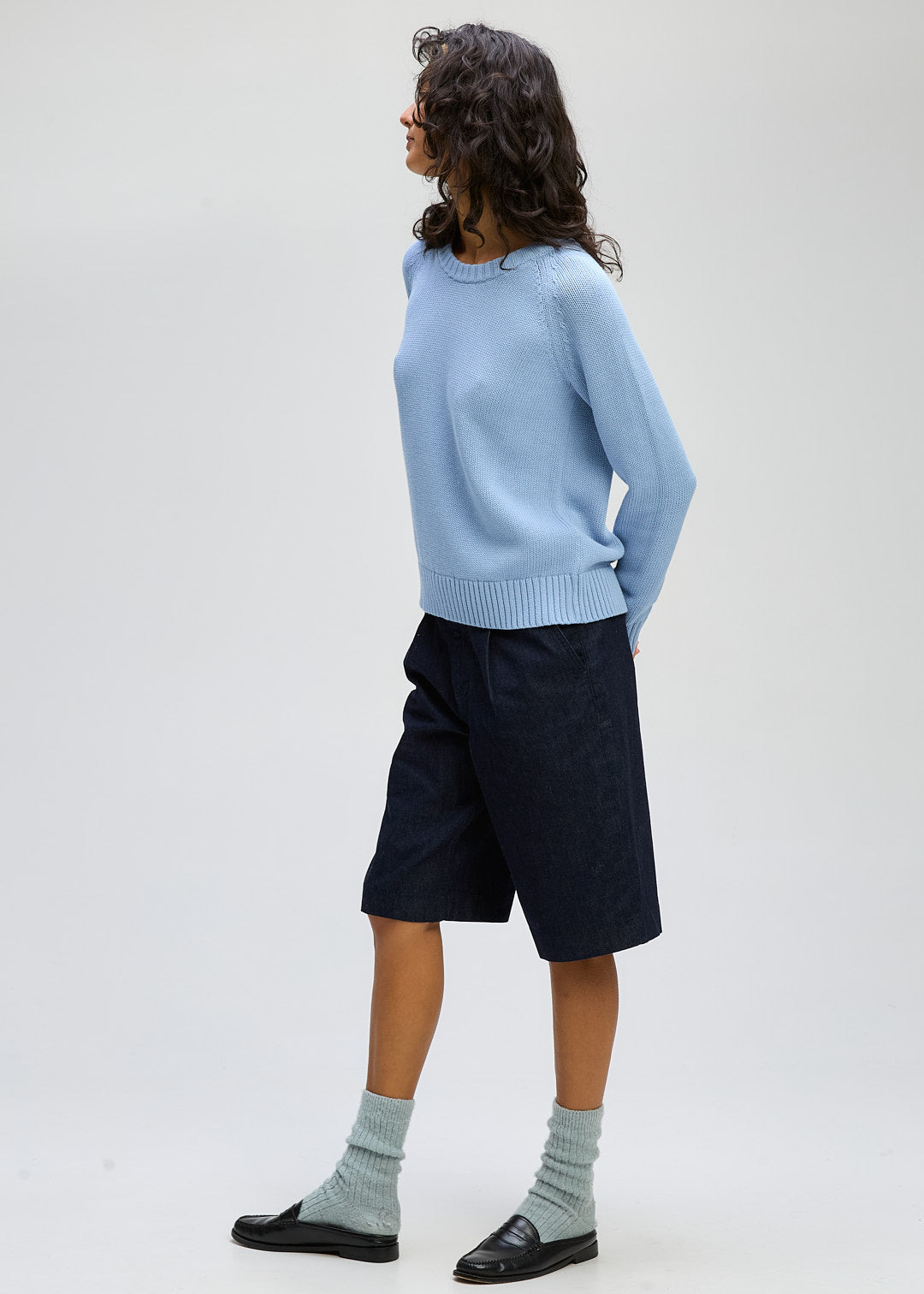 Ld+Co "Chunky Crew" Jumper - Periwinkle - Sizes: XS  L XL