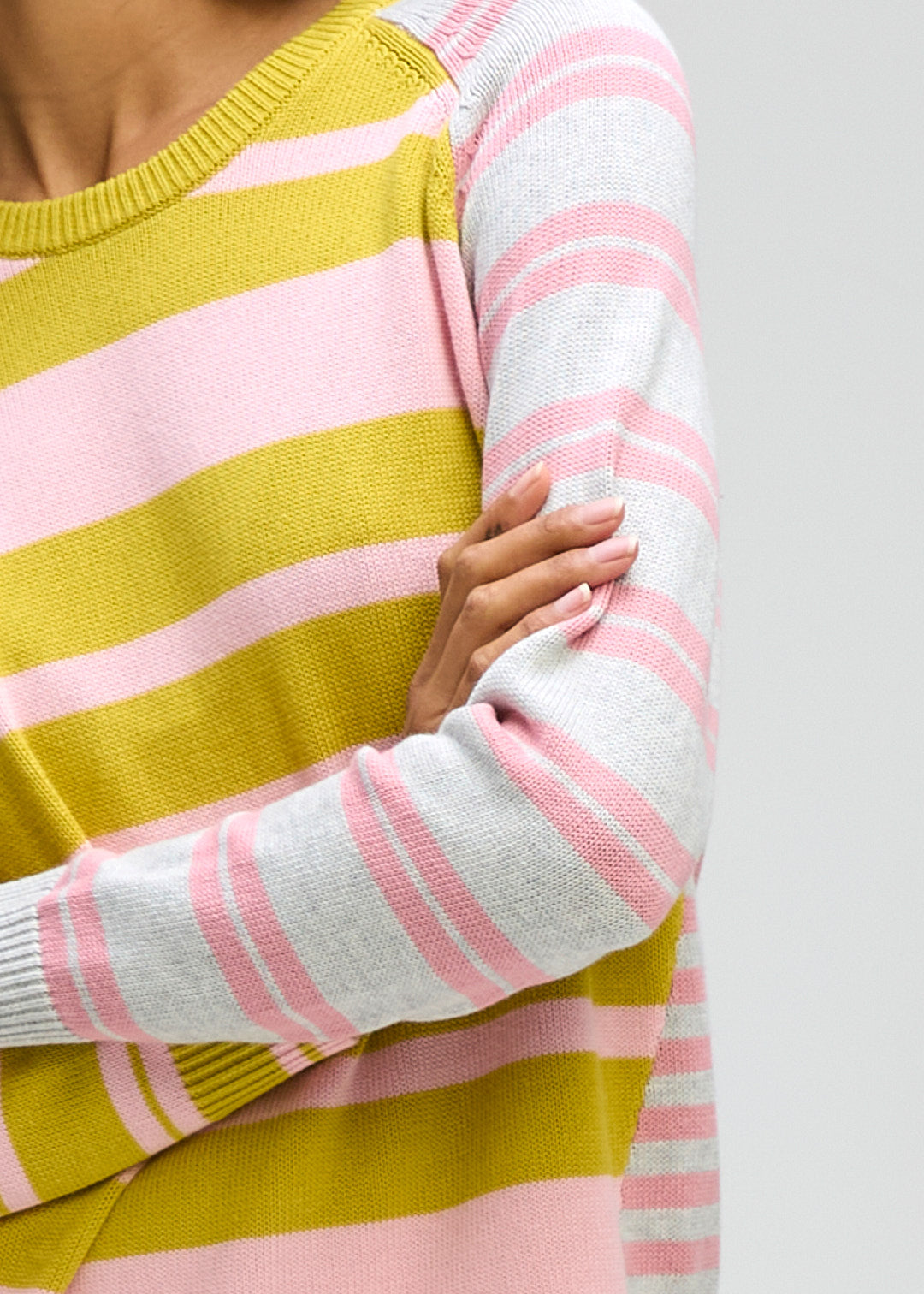 Ld + Co "Crazy Stripe Crew " Jumper - Chartreuse - Sizes: XS M L XL