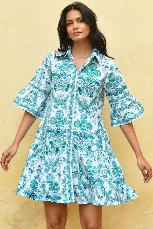 Azure and Indigo     Mint Leilani Shirt Dress    -    Size:  XS