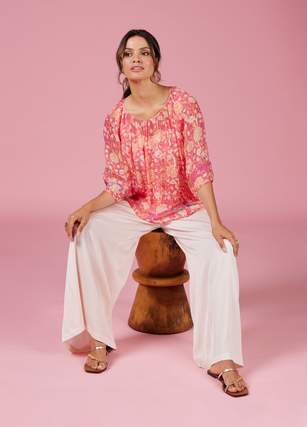 Loobie's Story Bone Silk Palazzo Pant - Sizes: 8