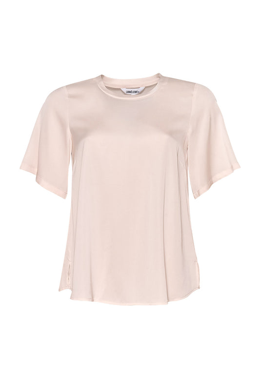 SALE  Loobie's Story  "Luxe Top" Bone Silk Round Neck Top - Sizes: 8   12