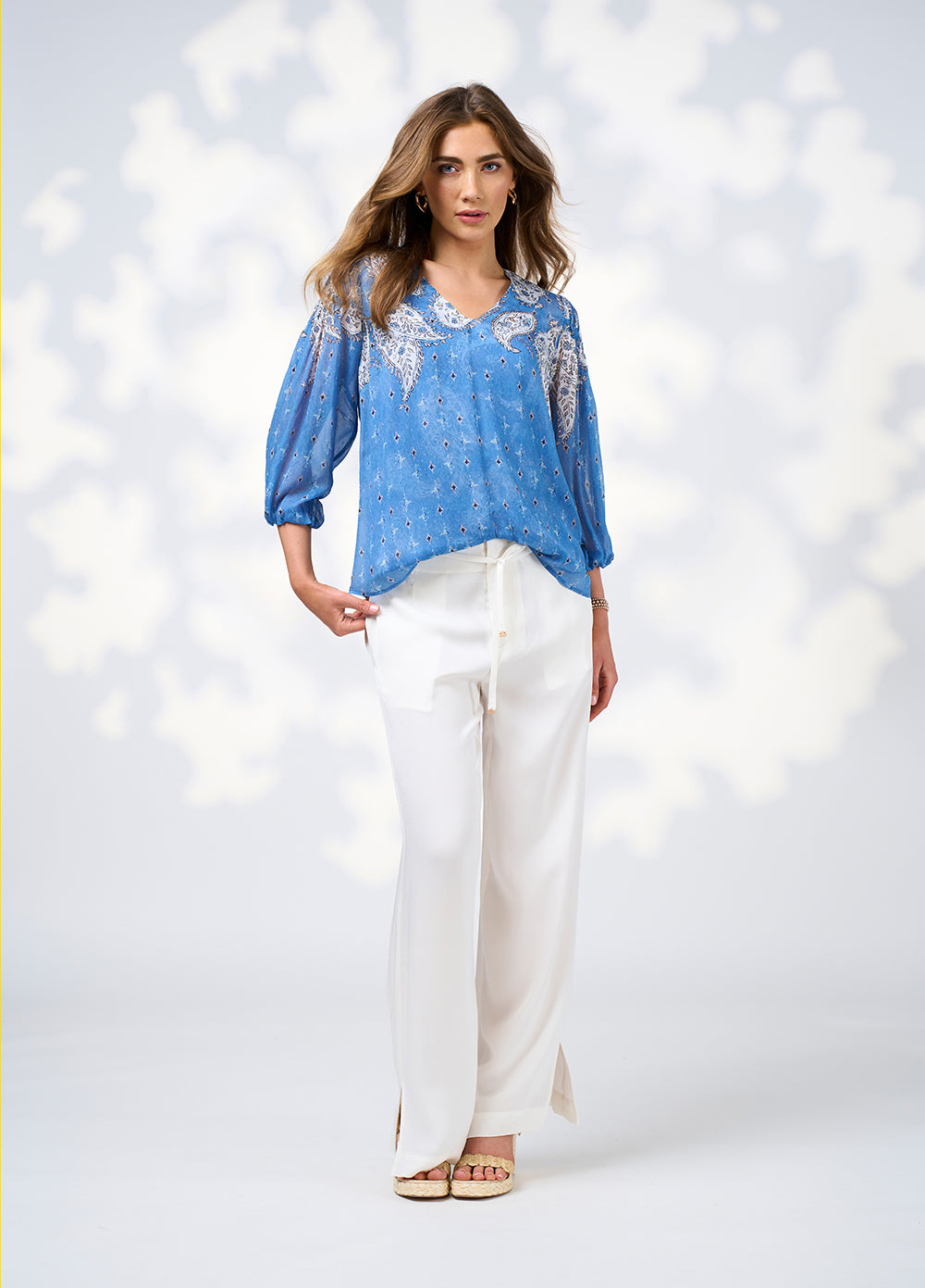 Loobie's Story Sibella Blouse - Chambray Multi - Sizes: 8