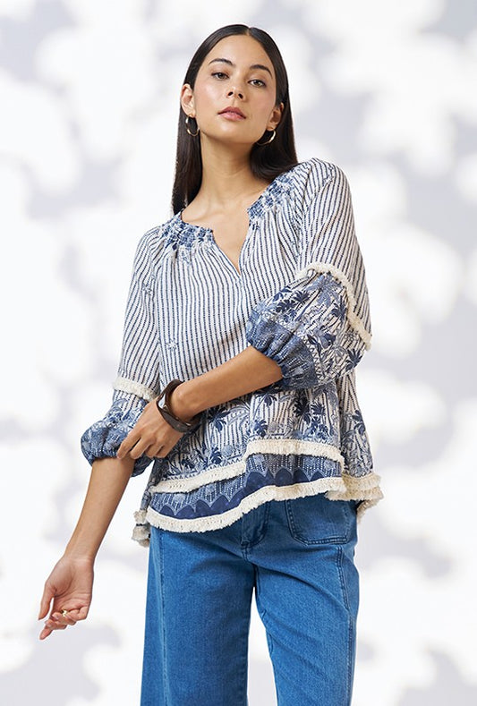 Loobie's Story   "Xanthe Top"   Indigo Multi   -   Sizes: 10