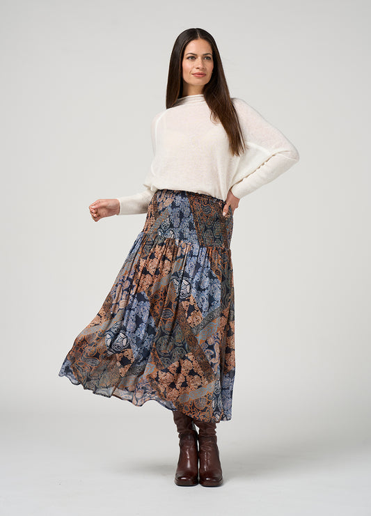 Loobie's Story "Byzantium Skirt" - Indigo Multi - Sizes: 8 10 12 14