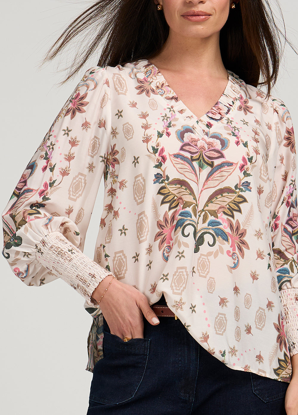 Loobie's Story     "Antoinette Blouse"    Bone Multi   -   Sizes:  10