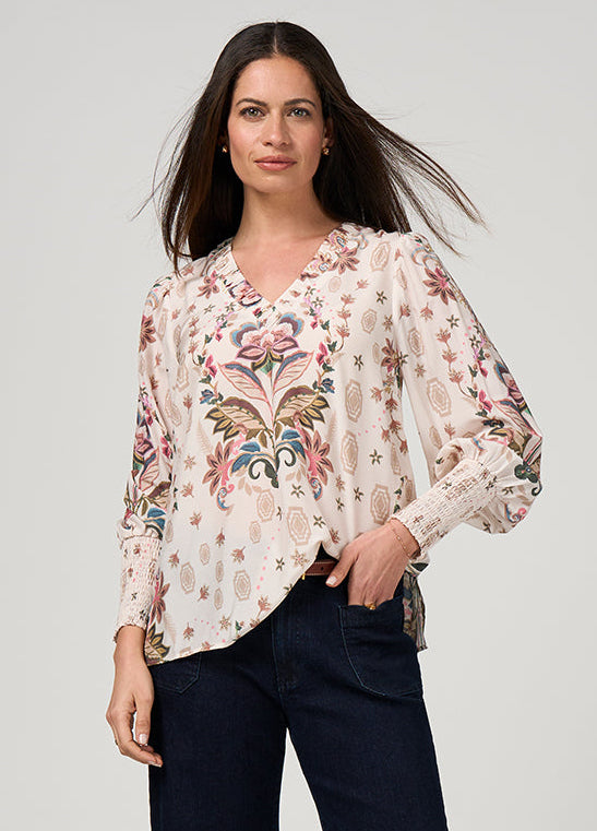 Loobie's Story     "Antoinette Blouse"    Bone Multi   -   Sizes:  10