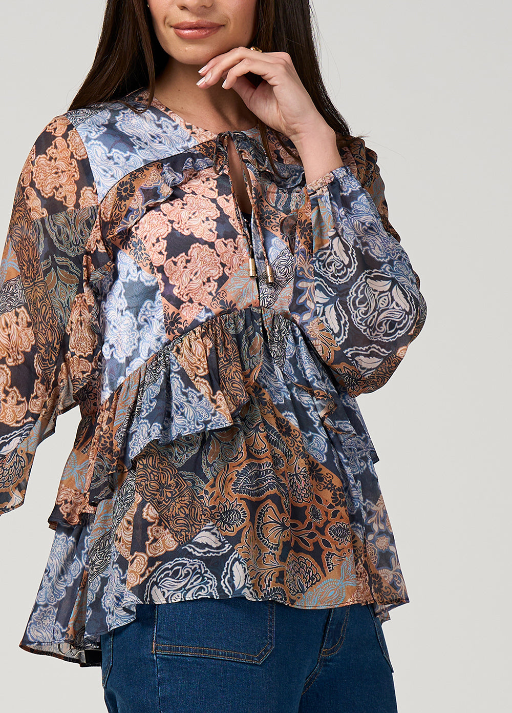 Loobie's Story "Byzantium Blouse" - Indigo Multi Sizes:  10 12 14