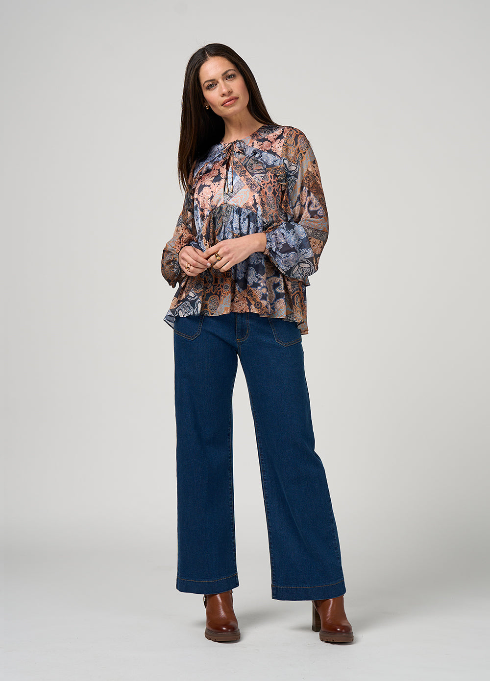 Loobie's Story "Byzantium Blouse" - Indigo Multi Sizes:  10 12 14