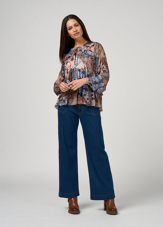 Loobie's Story "Byzantium Blouse" - Indigo Multi Sizes:  10 12 14