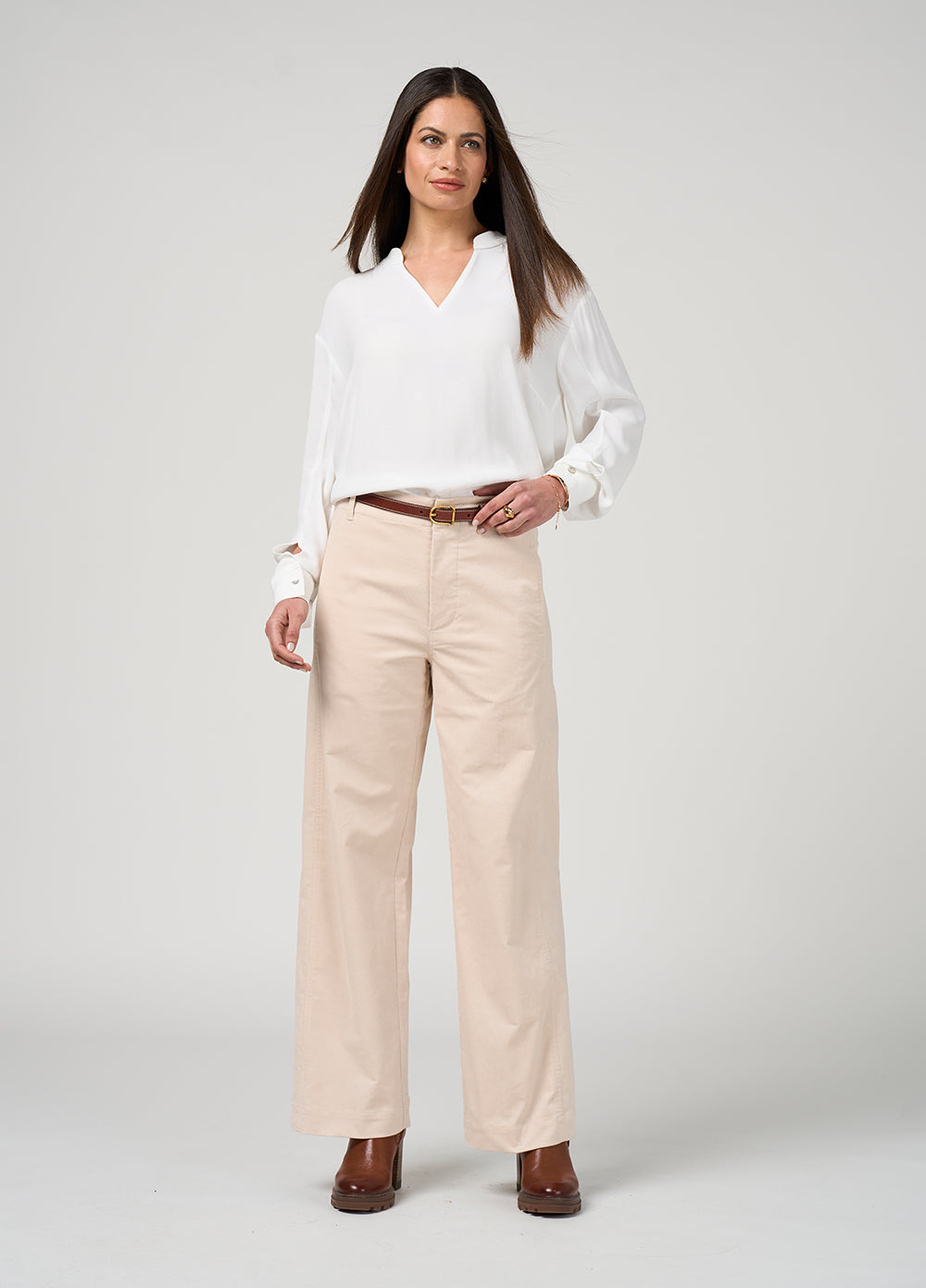 Loobie's Story "Velora Wide Leg Pant" - Bone - Sizes: 10 12 14