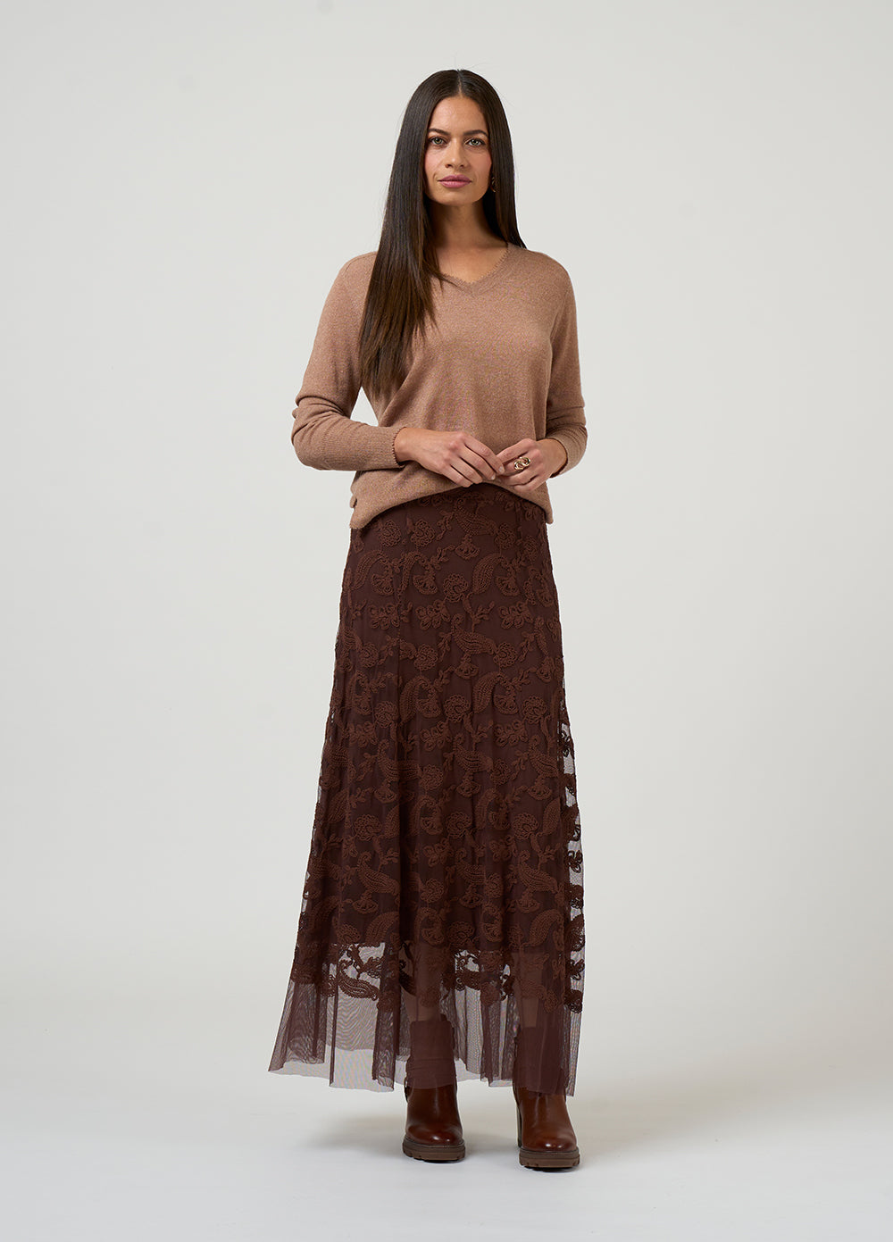 Loobie's Story "Filigree" Skirt - Cocoa - Sizes: 10 12 14