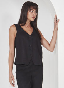 Verge  "Land Vest" Black Linen - Sizes:   S