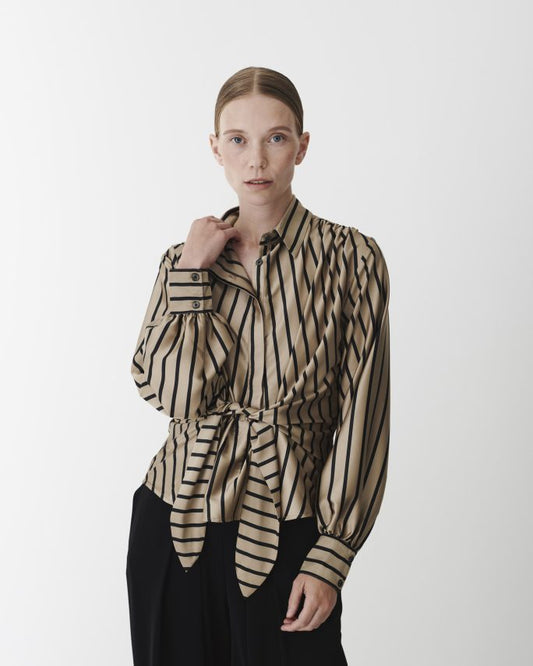Karmamia "Lee Shirt" – Tan Stripe - Sizes: S L