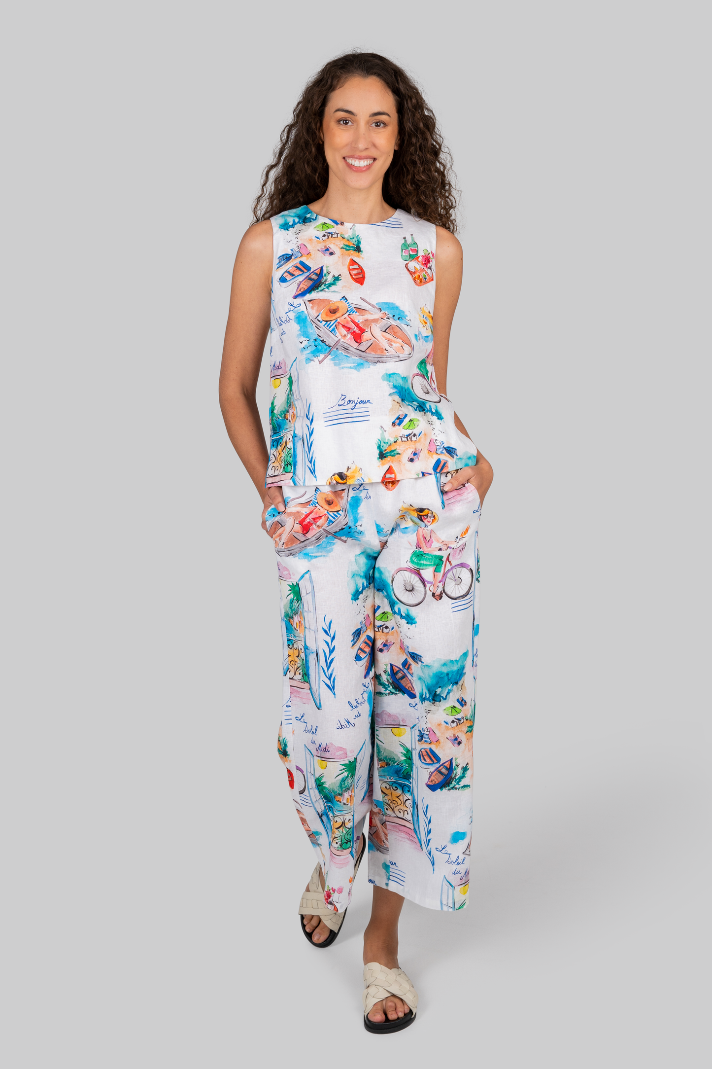 Kaleido "French Riviera" Print  Shell Top - Sizes: 8 10 12 14