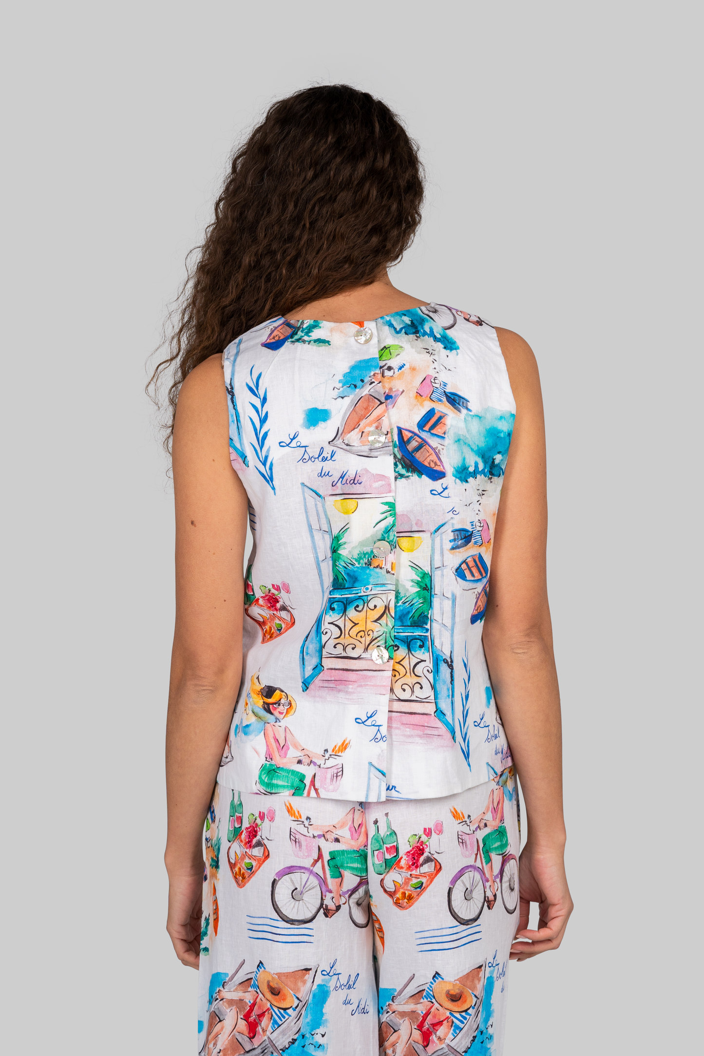 Kaleido "French Riviera" Print  Shell Top - Sizes: 8 10 12 14