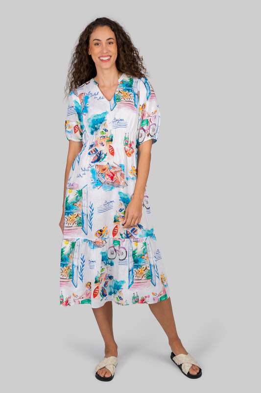 Kaleido "French Riviera" Print Dress - Sizes: 8 10 12 14