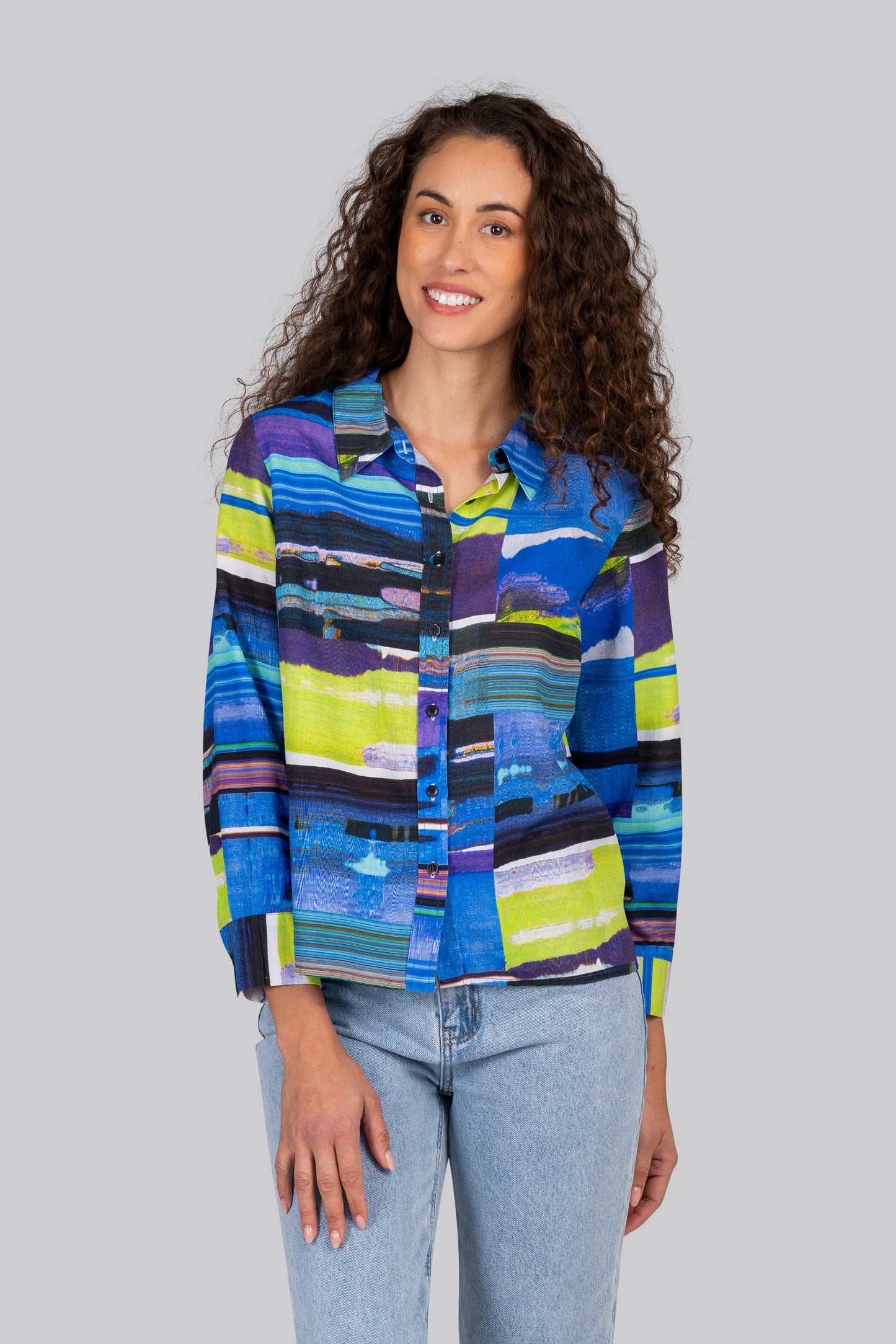 Kaleido "Graphic Print" 3/4 Sleeve Shirt  -  Sizes: 14