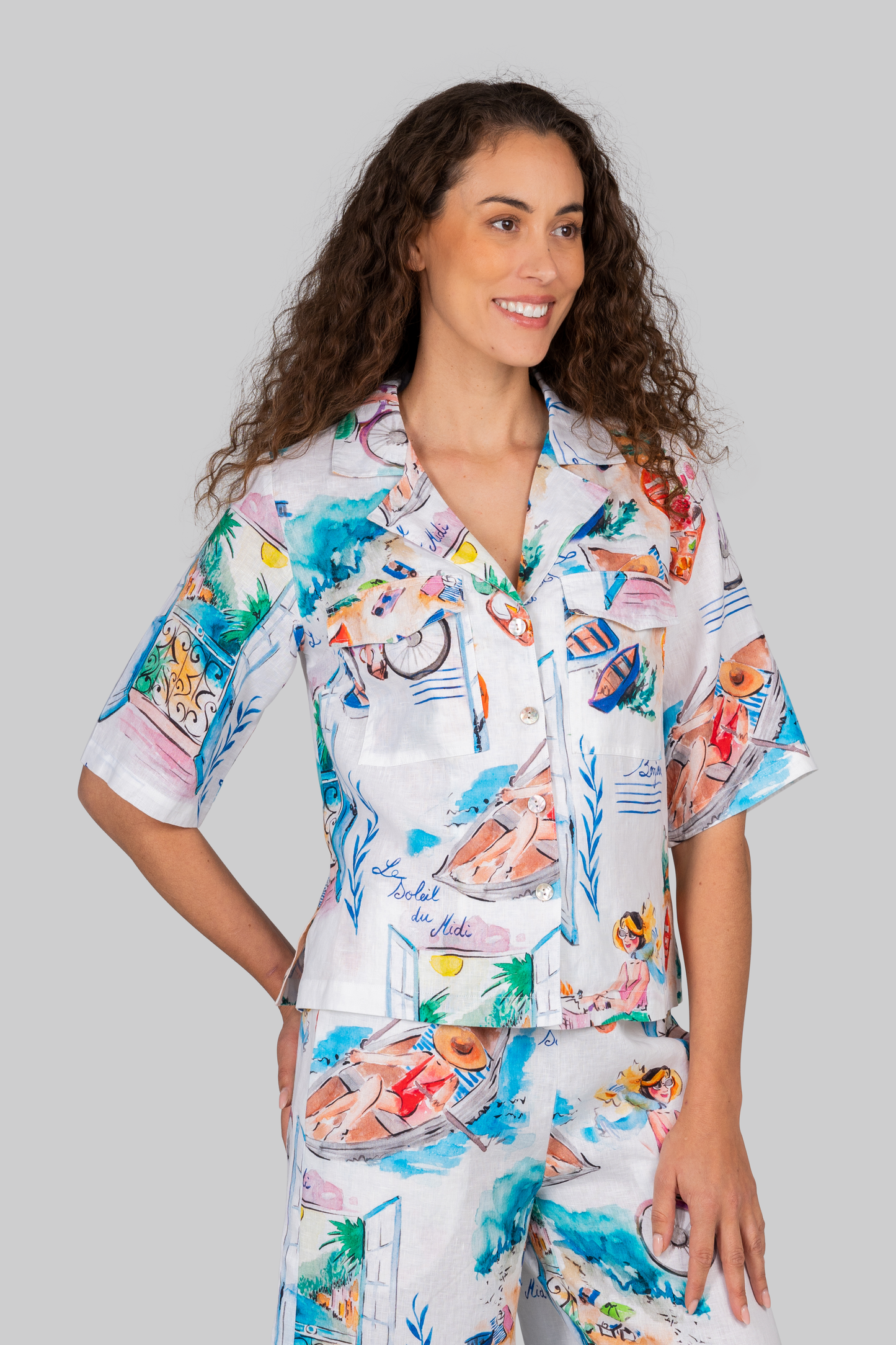 Kaleido "French Riviera" Print Shirt - Sizes: 12 14