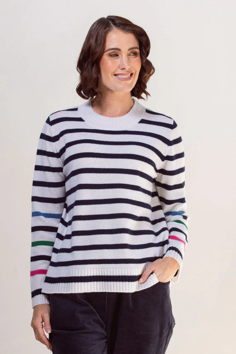 See Saw Merino Wool Multi Stripe Sweater- Sizes: S  L XL
