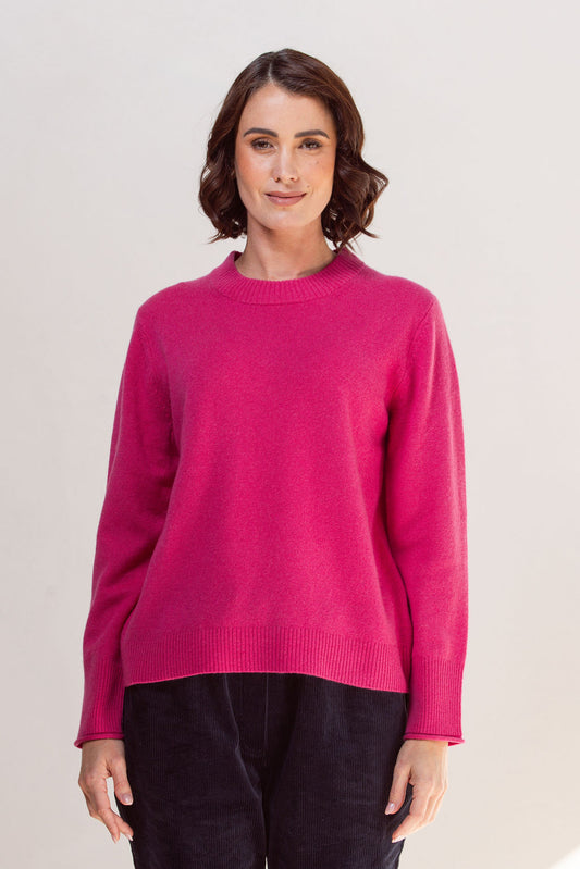 See Saw Merino Wool Crew Neck Sweater - Pink - Sizes: S  L XL