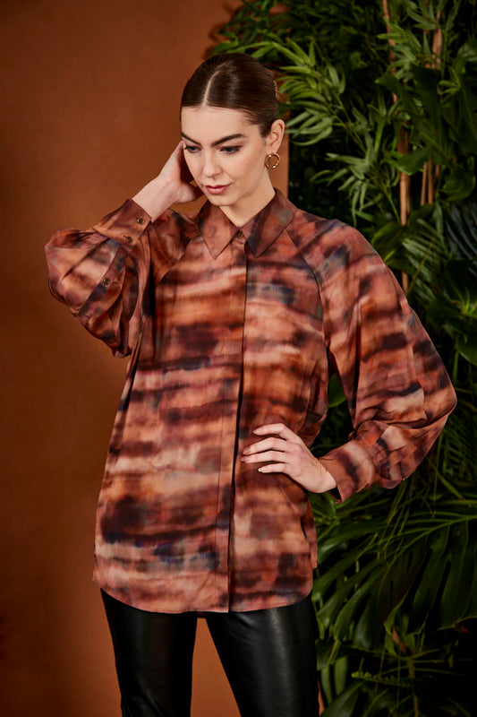 SALE  Verge  "Mirage Shirt" Burnt Orange Tiedye Soft Shirt - Sizes: L  XL