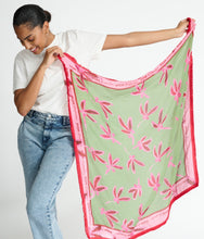 Load image into Gallery viewer, POM  Pink &amp; Green Fly Away Shawl/Scarf - O/S