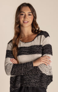 Two-T's  Striped Knit Cotton Linen Blend Knit   -  Sizes:  S