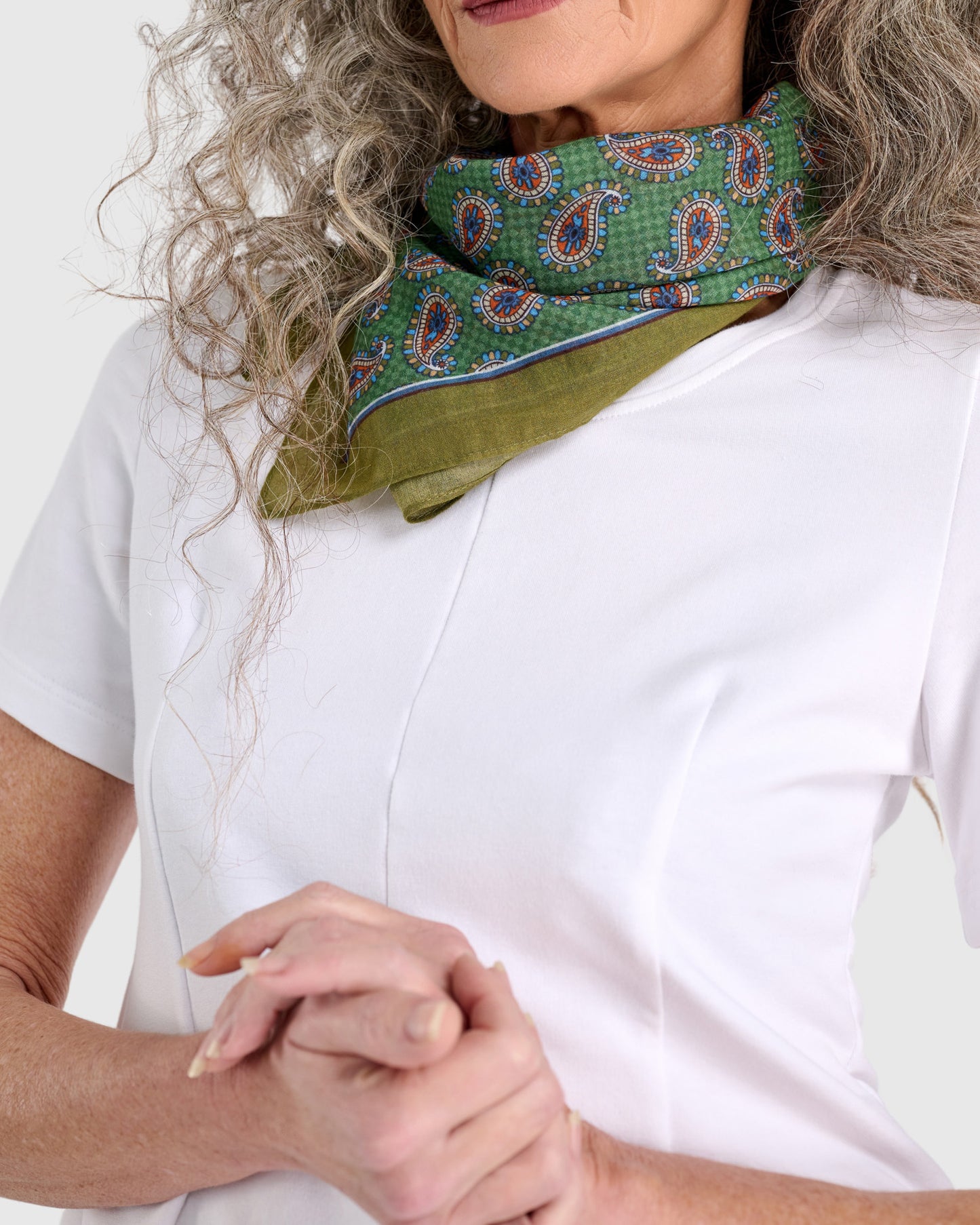 Alembika Annie Handkerchief - Green Paisley - One Size