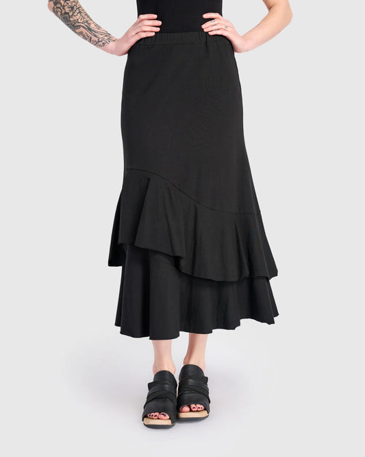 Urban By Alembika Staple Ruffle Maxi Skirt- Black - 12(2) 14(3)
