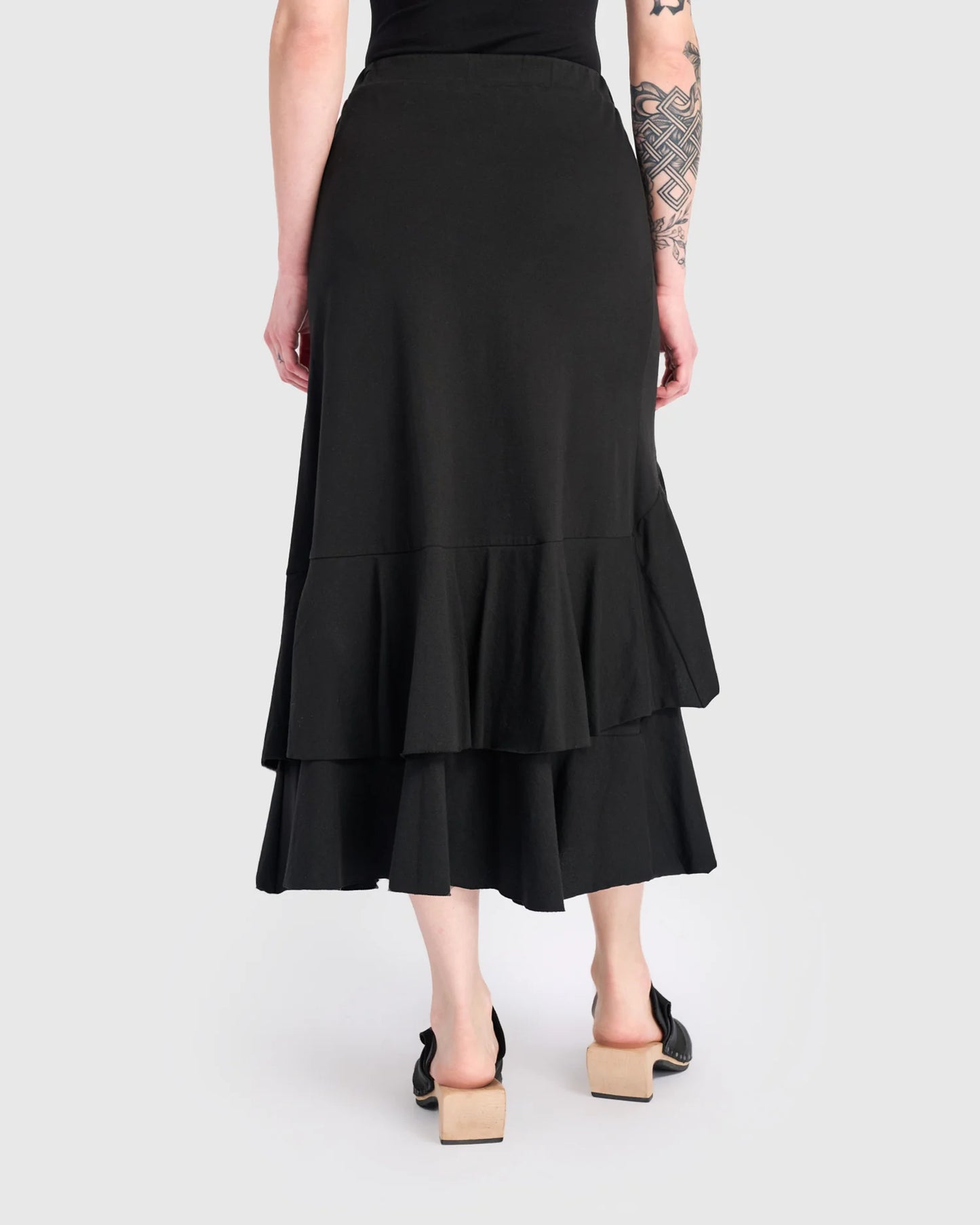 Urban By Alembika Staple Ruffle Maxi Skirt- Black - 12(2) 14(3)