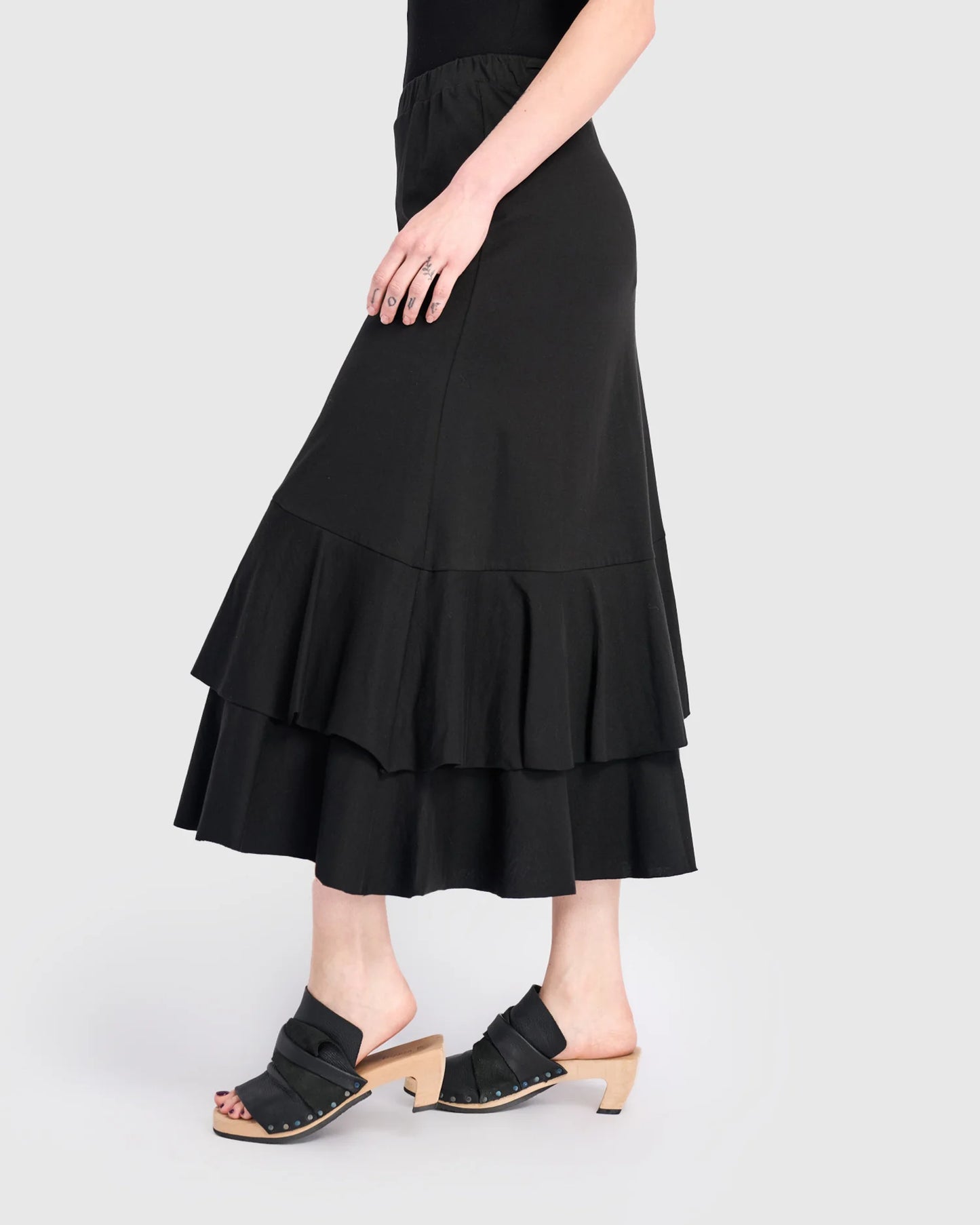 Urban By Alembika Staple Ruffle Maxi Skirt- Black - 12(2) 14(3)