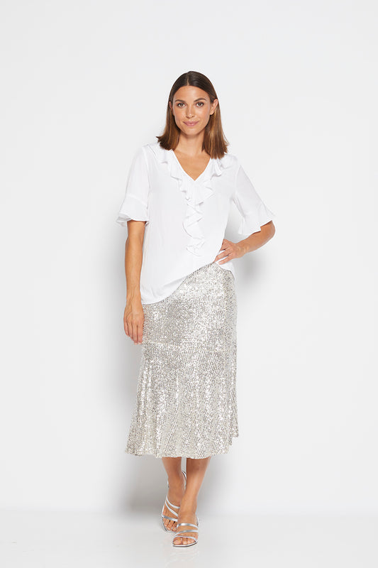 Philosophy  "Mojito" Sequin Skirt in Champagne - Sizes: 8