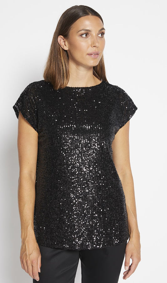 SALE   Philosophy   "Steele" Sequin Top    Black   -   Size: 12