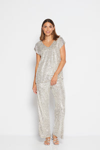 Philosophy   "Disco" Sequin Palazzo Pant  Champagne  -  Size:  12 16