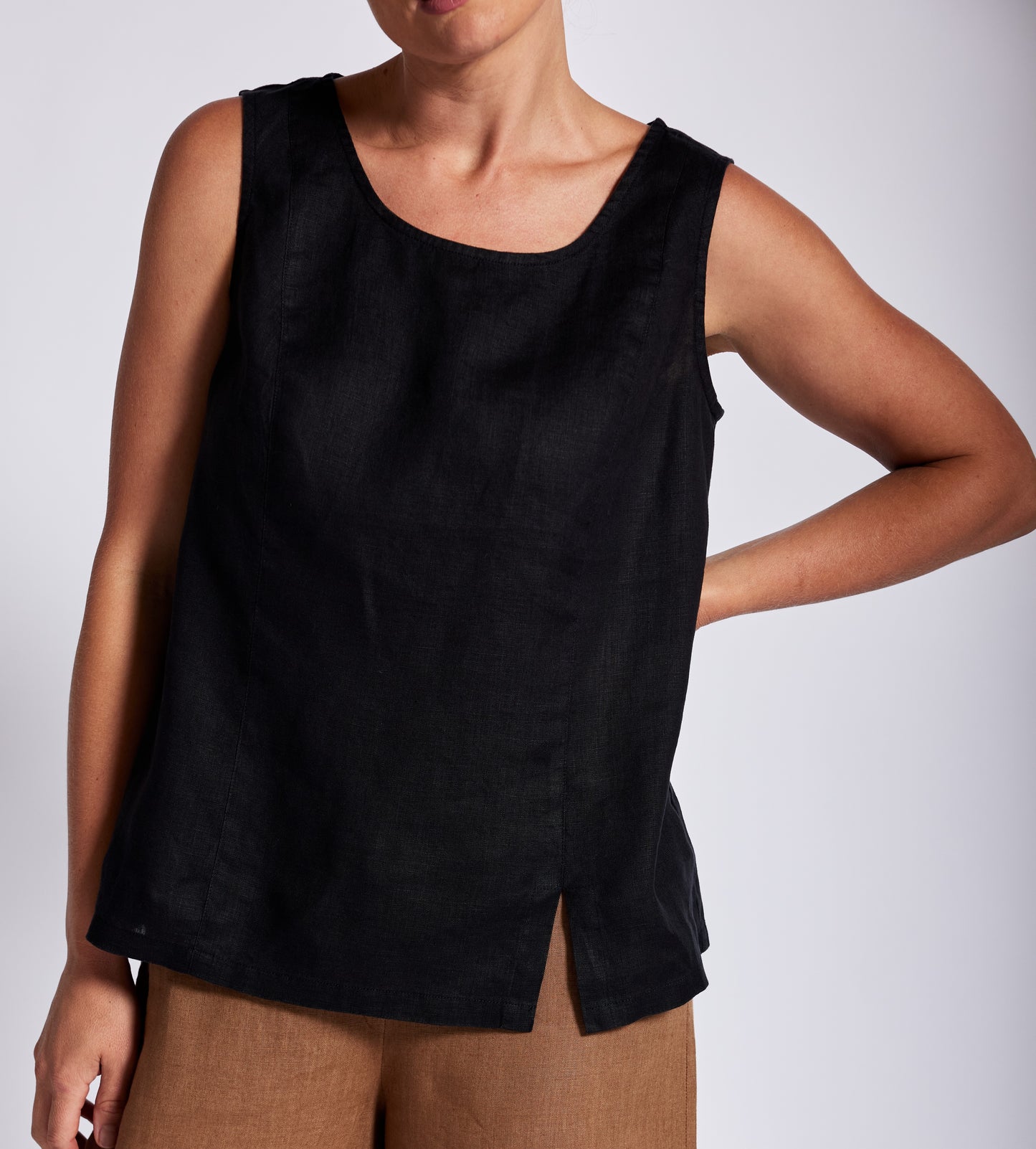 See Saw Black Shell Top with Split - Sizes: 8 10  14 16 18