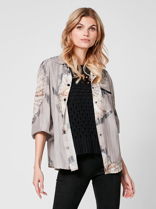 NU Denmark   "Tia Shirt"  -   Fossil Print   -   Size:  L