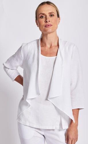 See Saw White 3/4 Sleeve Open Drape Jacket - Sizes:  8 16 18