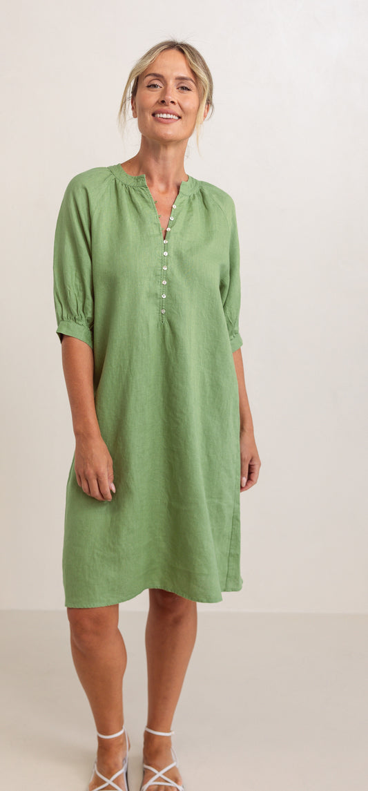 See Saw     Round Neck Puff Sleeve Dress  -  Pistachio  -  Sizes: 12  18