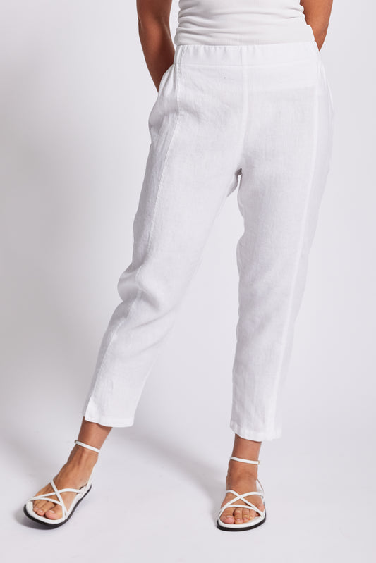 See Saw    White Linen Seam Detail Pant    -     Sizes:  8