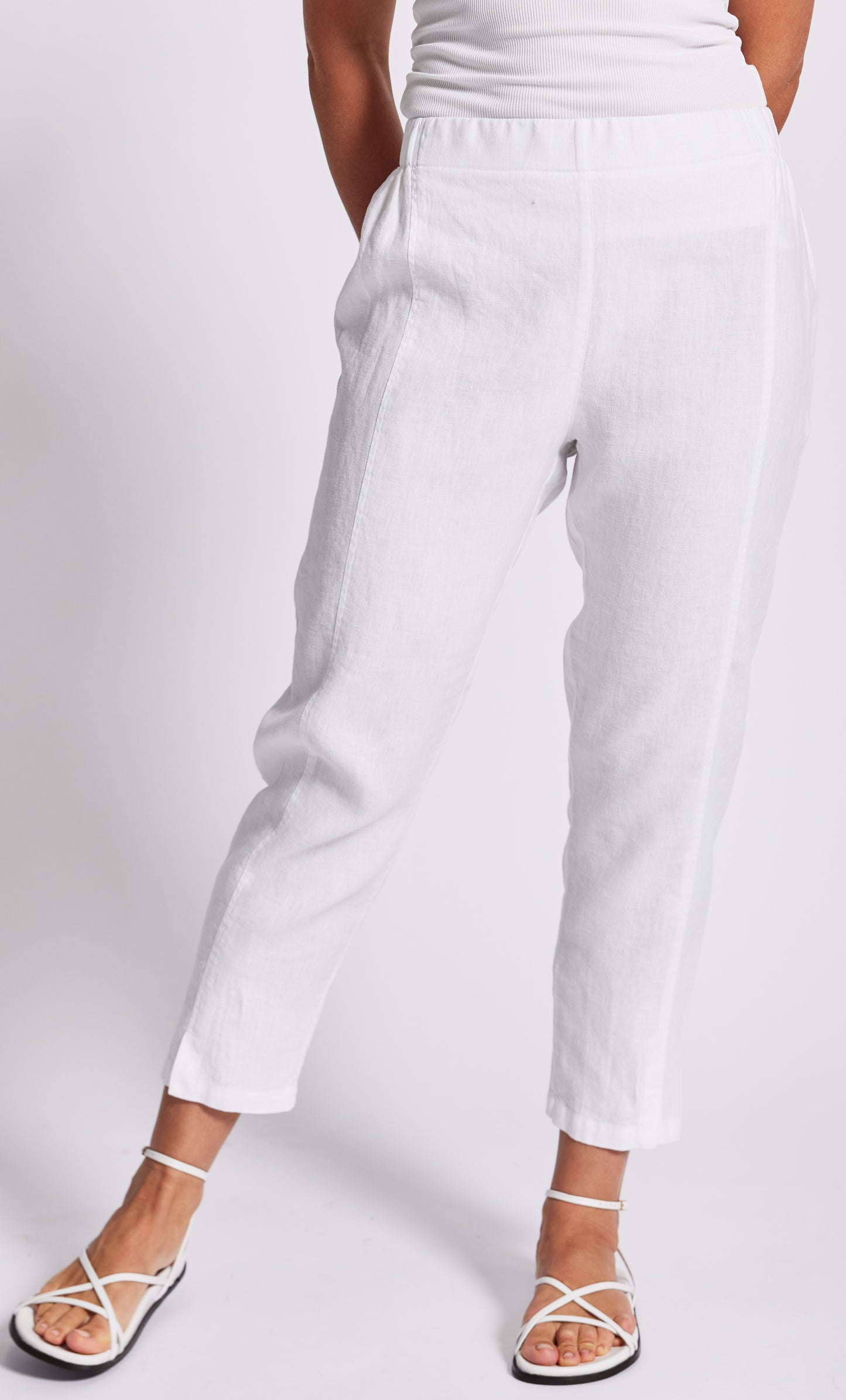 See Saw    White Linen Seam Detail Pant    -     Sizes:  8