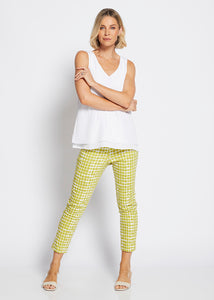 Philosophy   "Easy"   Bengaline Print Pant   -   Citrus/White   -   Sizes:  8  10  14