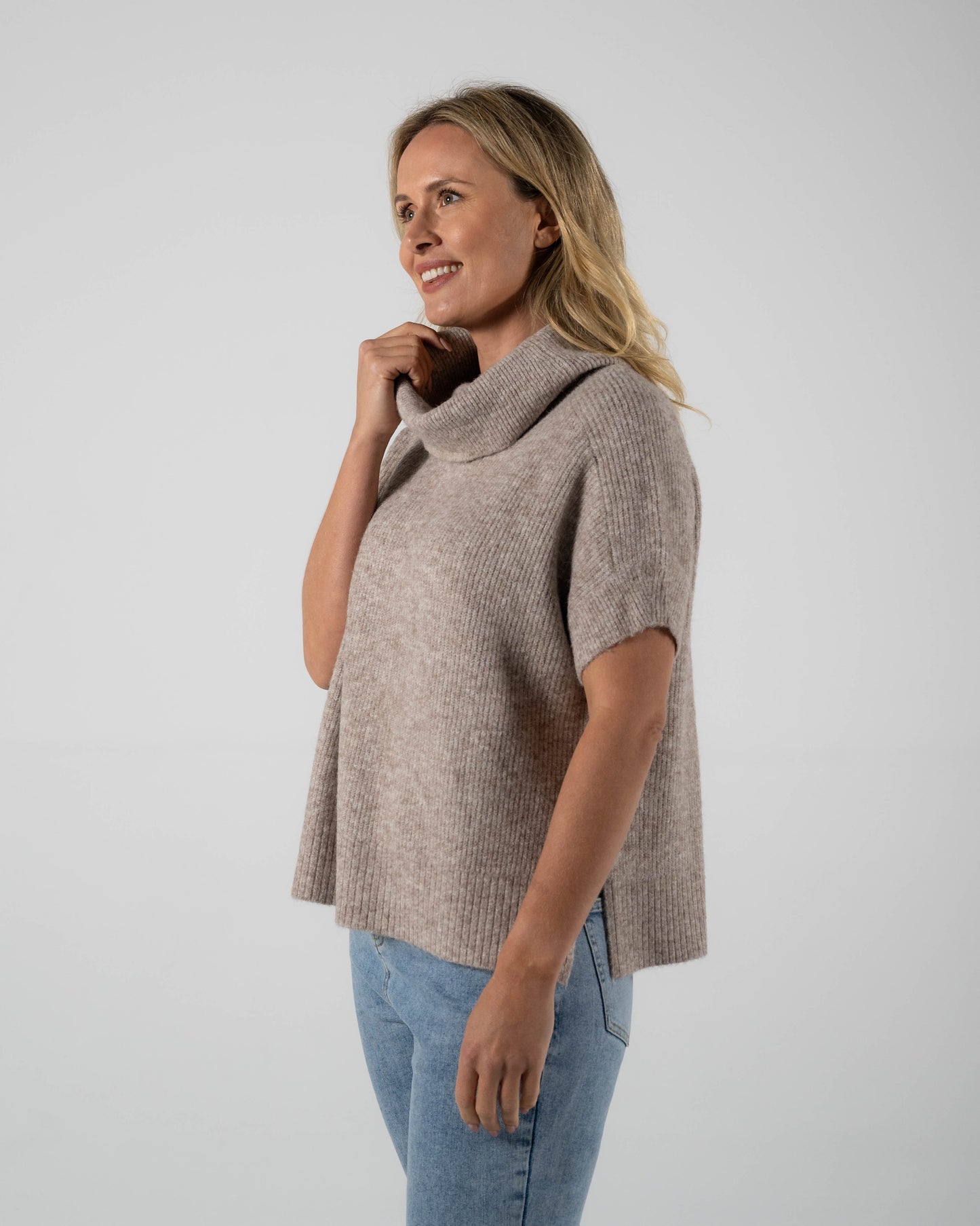 See Saw Oatmeal Roll Neck Vest  - Sizes: M L XL