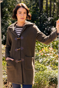 See Saw   Boiled Wool Duffle Coat - Olive  -  Sizes:  M L XL